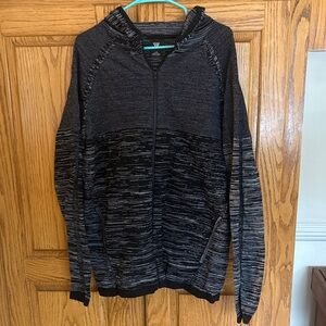 Men's Charcoal and Black Zip-Up Hoodie